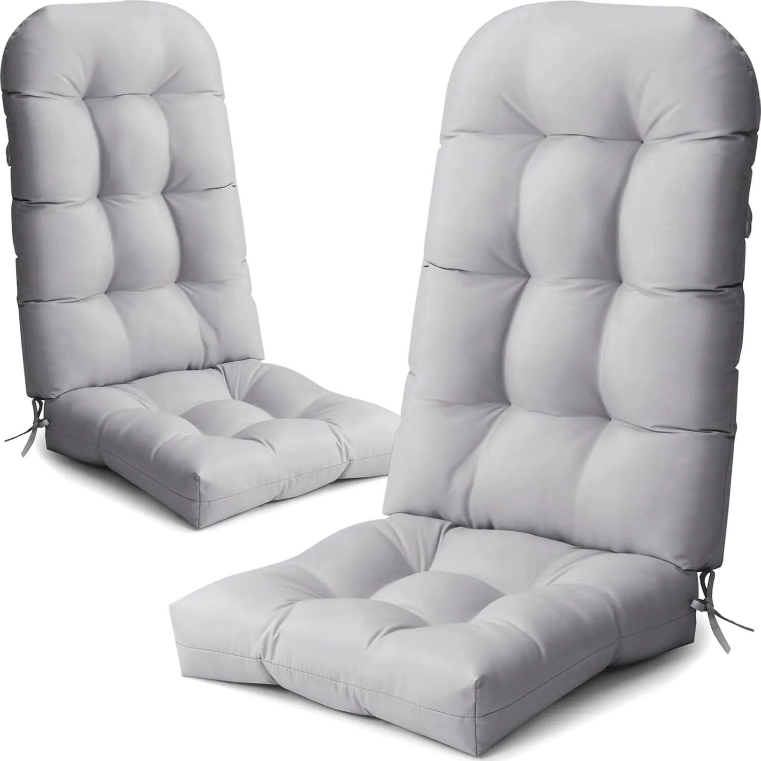 Crestlive Products Adirondack Chair Cushion, Outdoor Rocking Chair Cushions Waterproof Fade Resistant 50x20x4 Inch High Back Patio Chair Cushions Set of 2, Thick Patio Replacement Cushions Light Gray