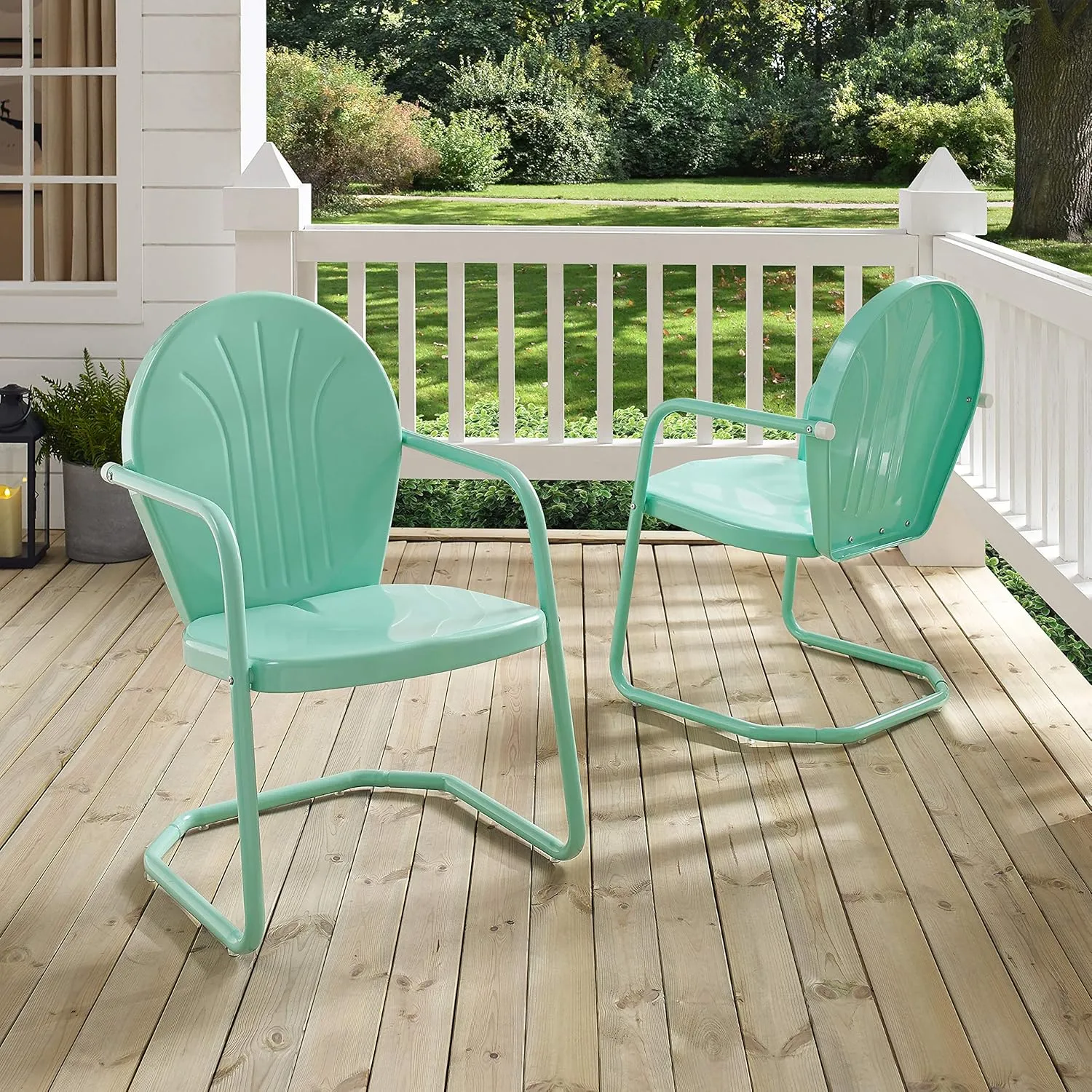 Crosley Furniture Griffith Outdoor Chair, Retro Metal Patio Chairs for Dining, Porch, Deck, Balcony, Aqua