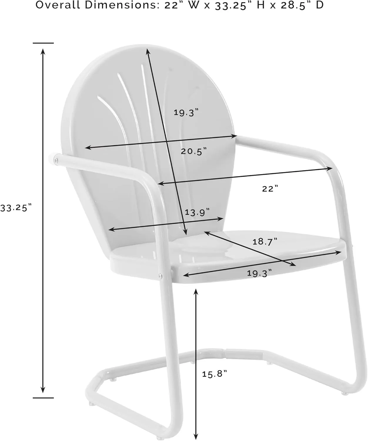 Crosley Furniture Griffith Outdoor Chair, Retro Metal Patio Chairs for Dining, Porch, Deck, Balcony, Aqua