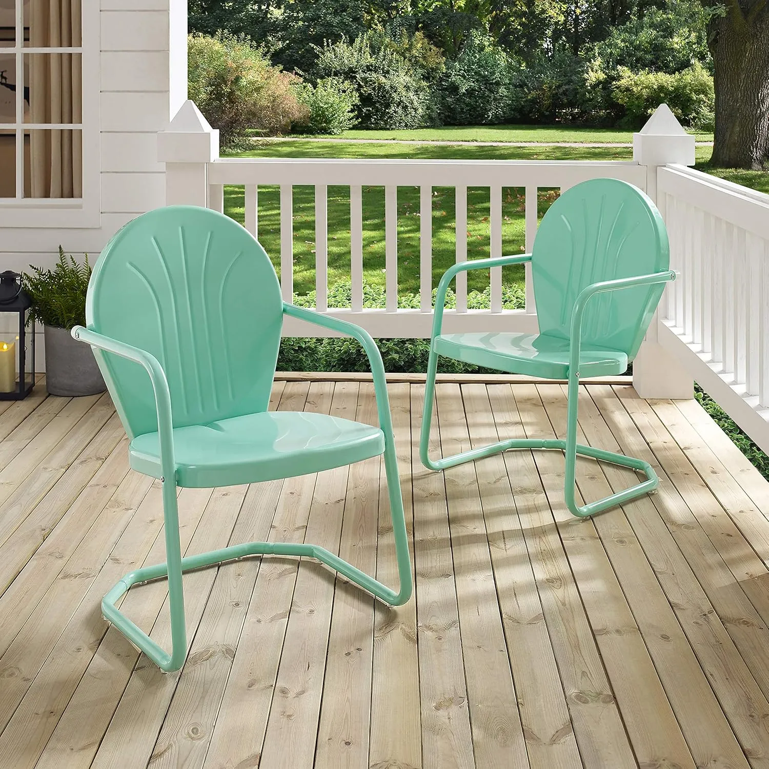 Crosley Furniture Griffith Outdoor Chair, Retro Metal Patio Chairs for Dining, Porch, Deck, Balcony, Aqua