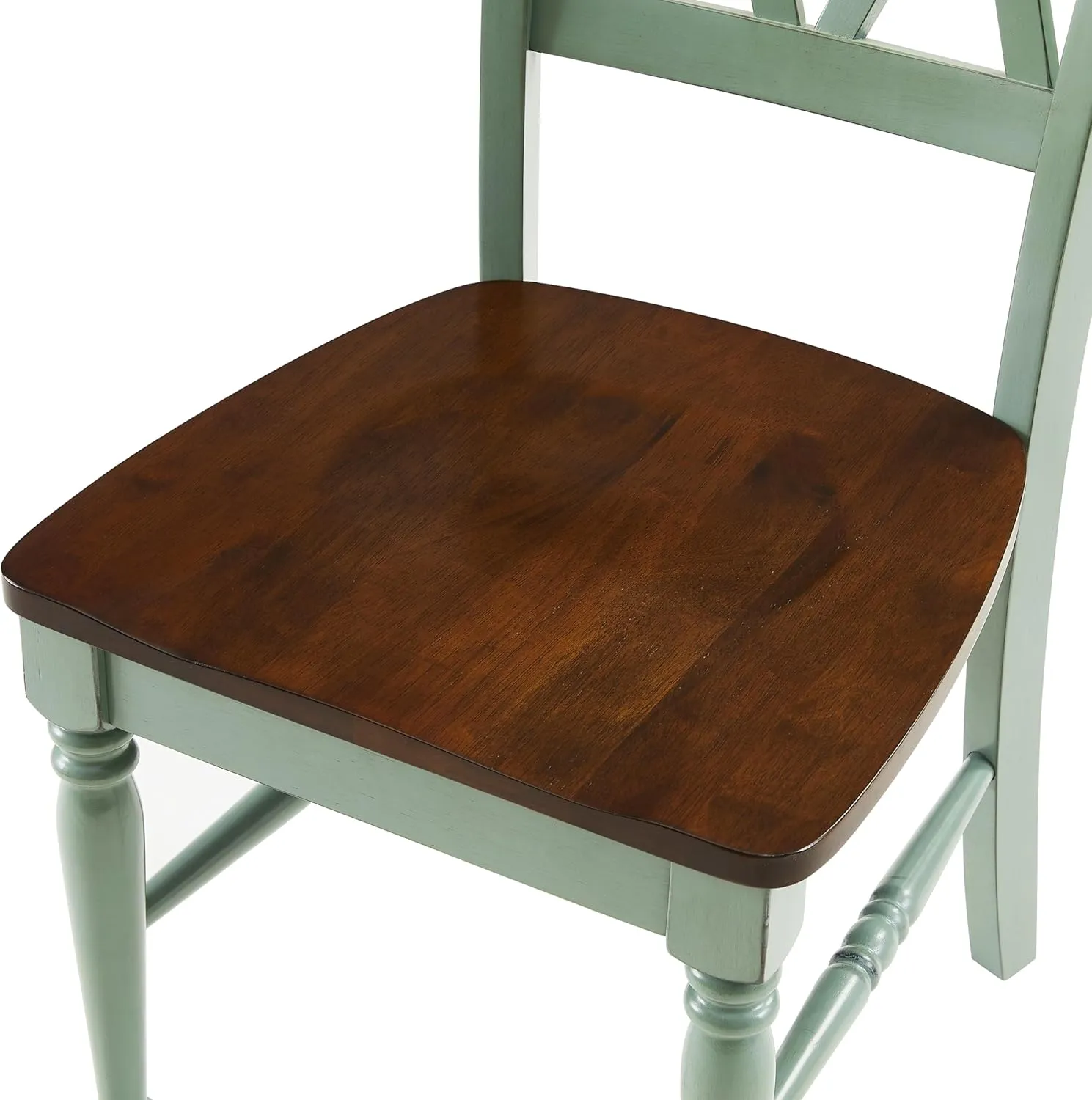 Crosley Furniture Shelby Traditional Wood X-Back Dining Room Chairs Set of 4, Kitchen Chair, Distressed Teal