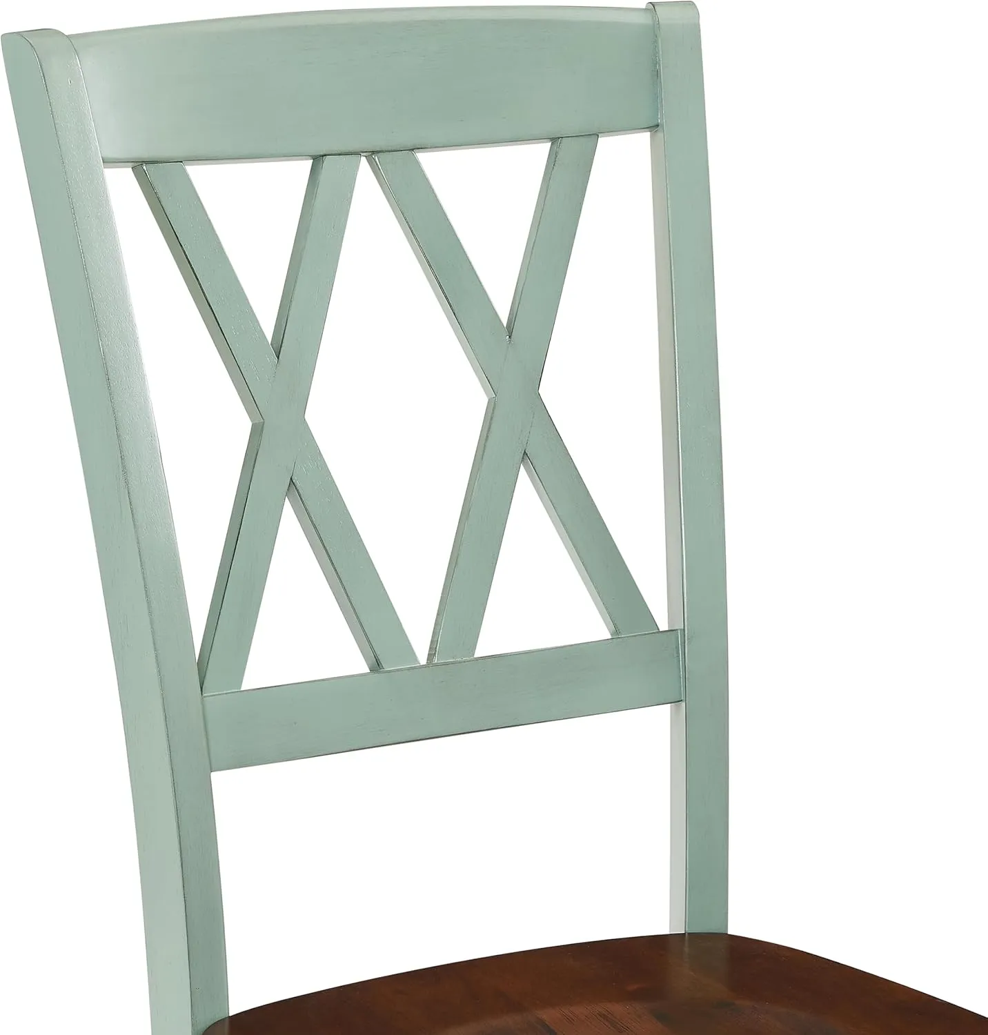 Crosley Furniture Shelby Traditional Wood X-Back Dining Room Chairs Set of 4, Kitchen Chair, Distressed Teal
