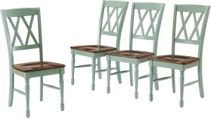 Crosley Furniture Shelby Traditional Wood X-Back Dining Room Chairs Set of 4, Kitchen Chair, Distressed Teal
