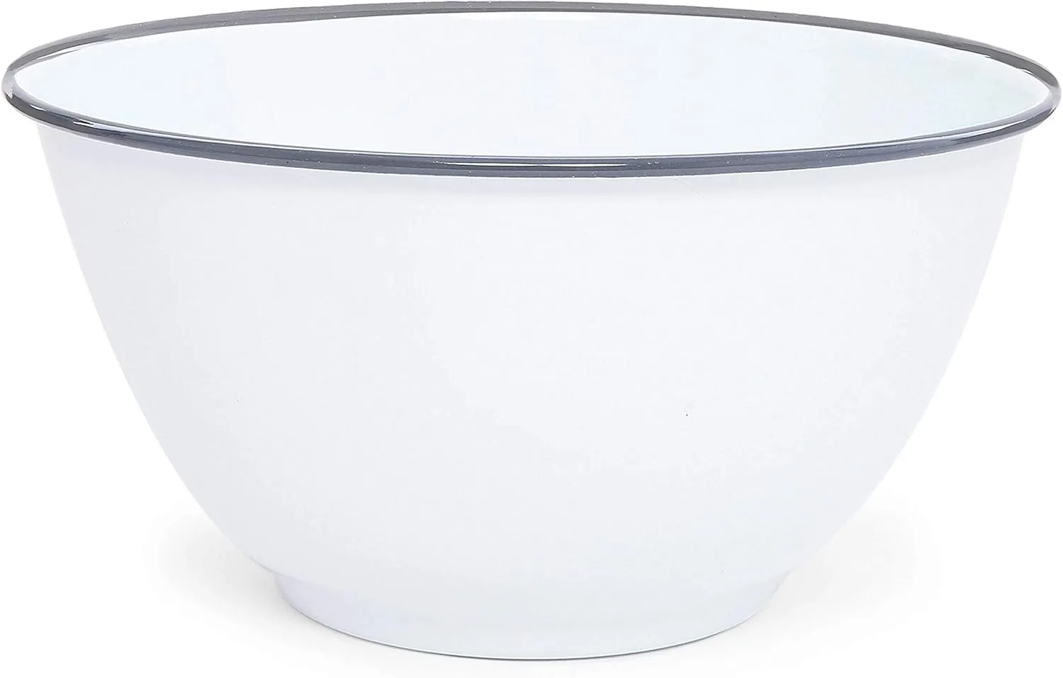 Crow Canyon Home Enamelware Salad Bowl, 5 quart, Vintage White/Grey Rim