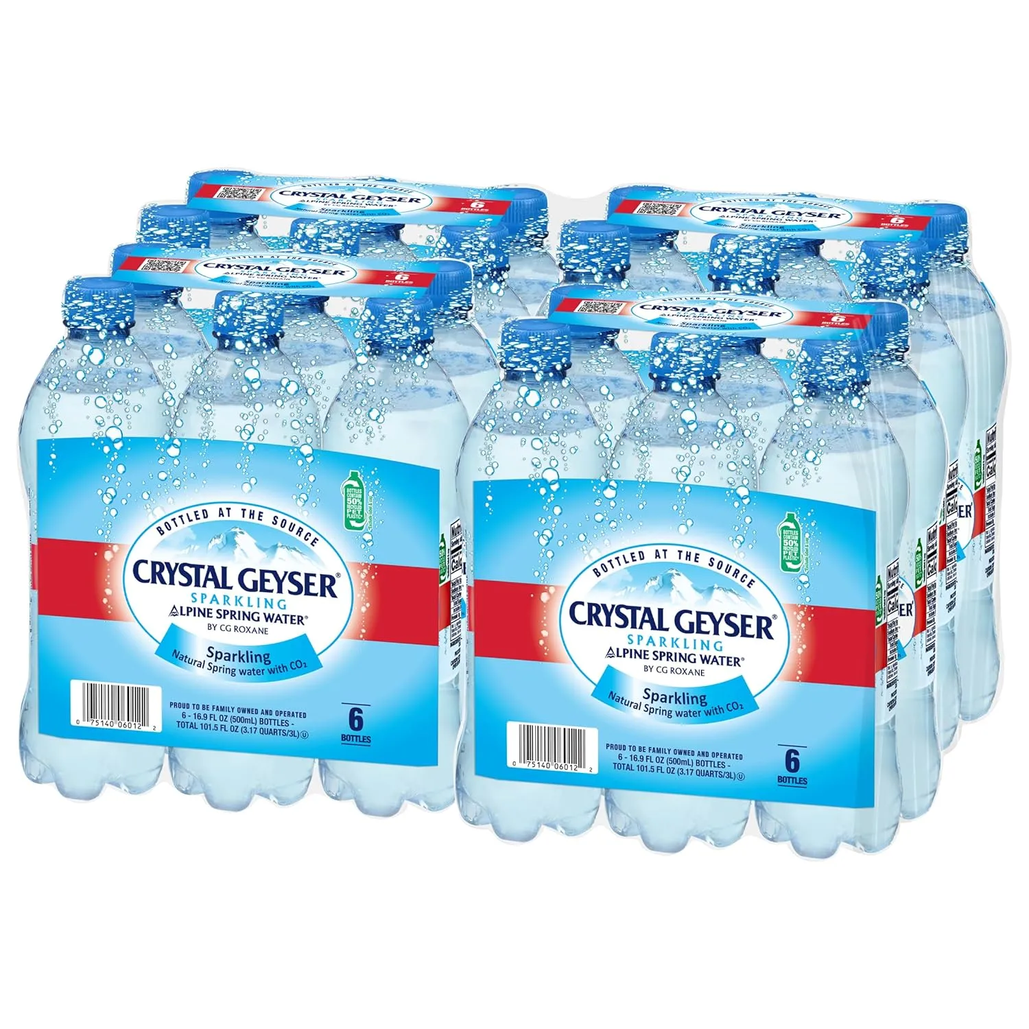 Crystal Geyser Sparkling Alpine Natural Spring Water, 24-Pack, 16.9oz Bottles, Zero Calories and No Sweeteners, Bottled at The Source