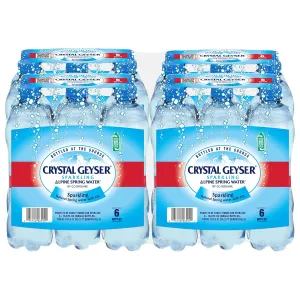 Crystal Geyser Sparkling Alpine Natural Spring Water, 24-Pack, 16.9oz Bottles, Zero Calories and No Sweeteners, Bottled at The Source