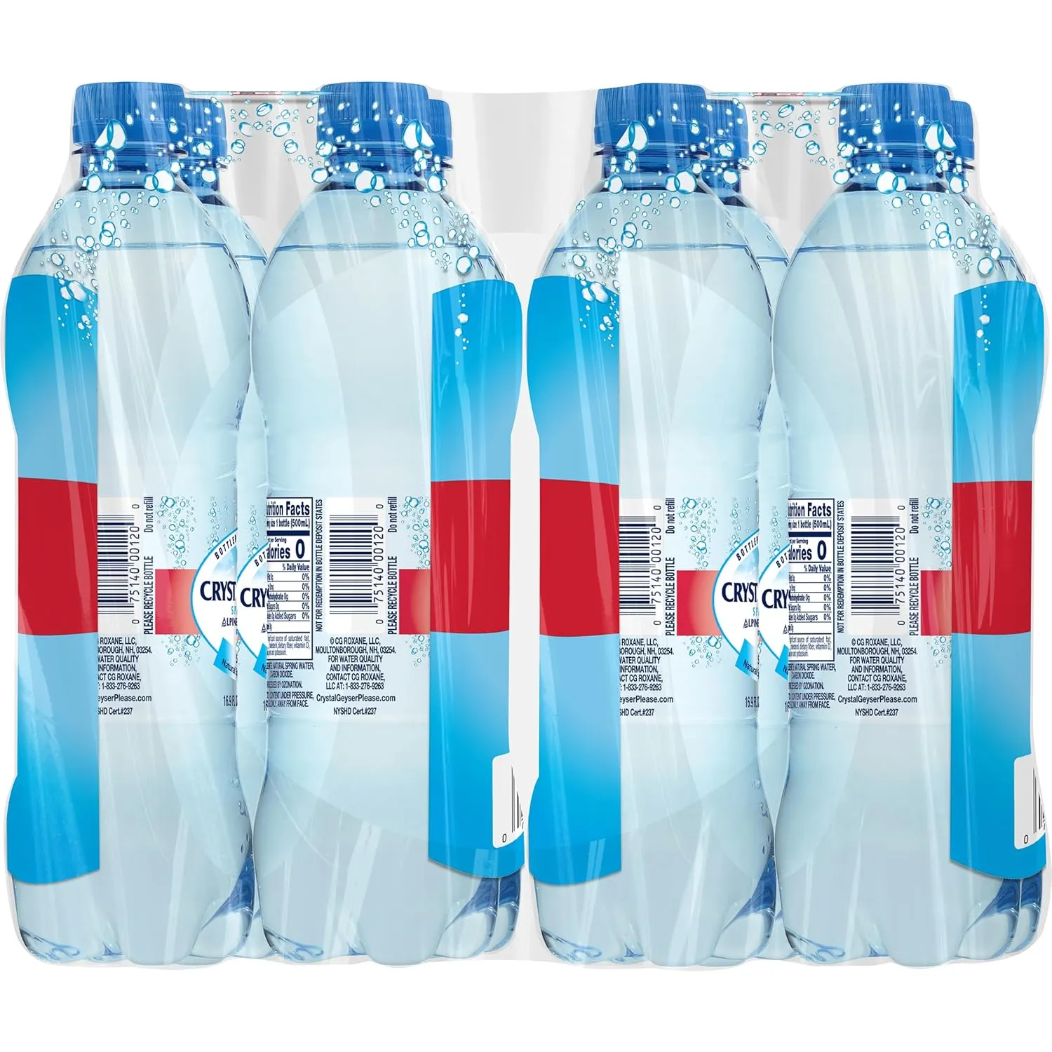Crystal Geyser Sparkling Alpine Natural Spring Water, 24-Pack, 16.9oz Bottles, Zero Calories and No Sweeteners, Bottled at The Source