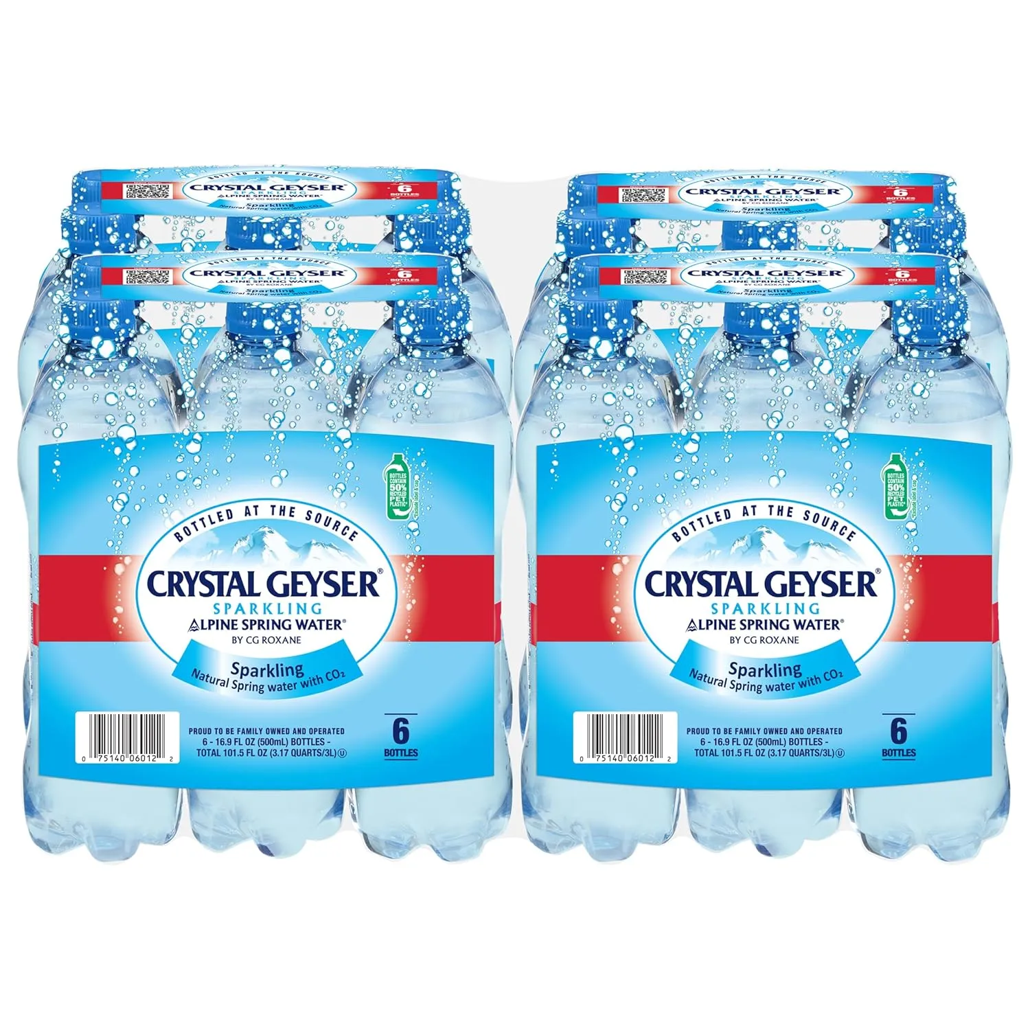 Crystal Geyser Sparkling Alpine Natural Spring Water, 24-Pack, 16.9oz Bottles, Zero Calories and No Sweeteners, Bottled at The Source