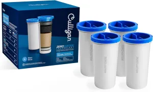 Culligan with ZeroWater Technology Replacement Filter 4-Pack, 5-Stage Advanced Water Filter – IAPMO Certified to Reduce Lead, Total PFAS (Forever Chemicals), Mercury, Fluoride, and Chlorine