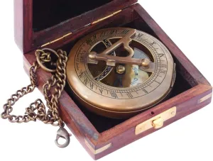 Custom Engraved Antique Nautical Compass – Handmade with Wooden Pouch, Perfect for Camping and Adventure