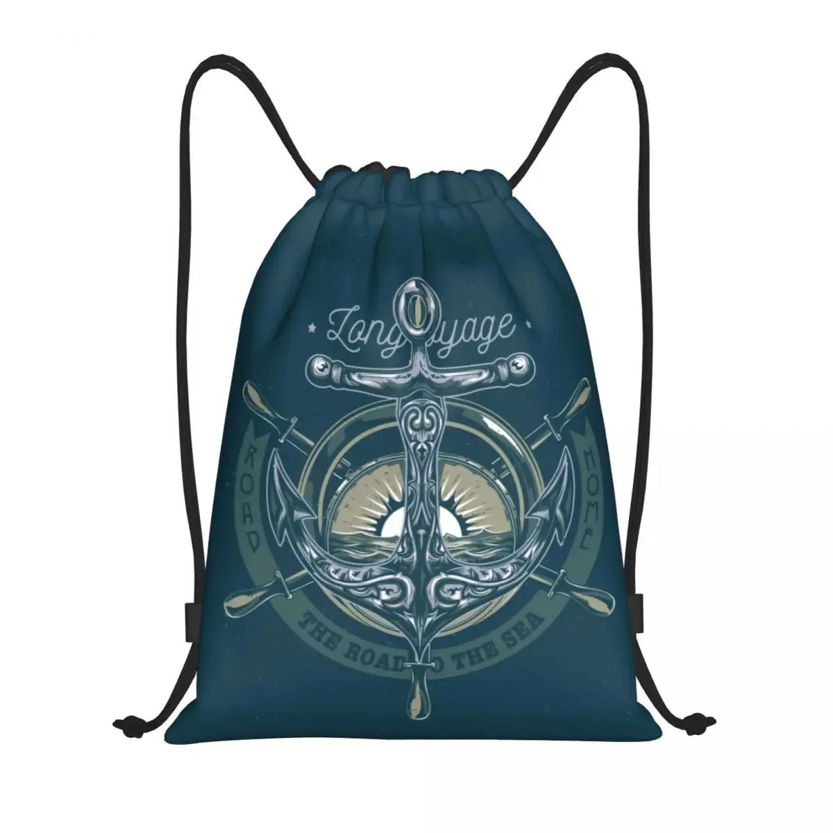 Custom Vintage Pirate's Map Drawstring Backpack Women Men Sport Gym Sackpack Foldable Nautical Compass Sailor Training Bag Sack