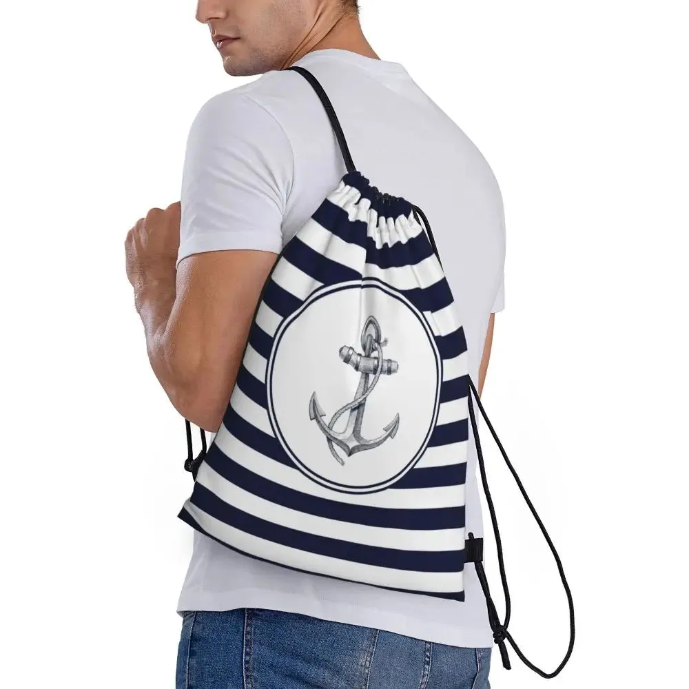 Custom Vintage Pirate's Map Drawstring Backpack Women Men Sport Gym Sackpack Foldable Nautical Compass Sailor Training Bag Sack
