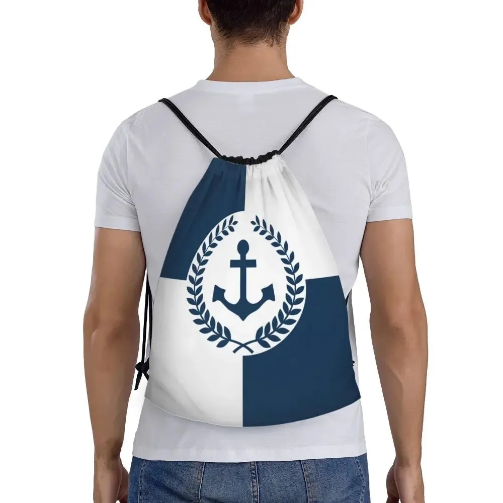 Custom Vintage Pirate's Map Drawstring Backpack Women Men Sport Gym Sackpack Foldable Nautical Compass Sailor Training Bag Sack