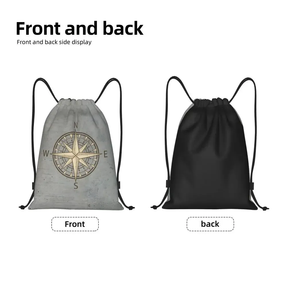 Custom Vintage Pirate's Map Drawstring Backpack Women Men Sport Gym Sackpack Foldable Nautical Compass Sailor Training Bag Sack