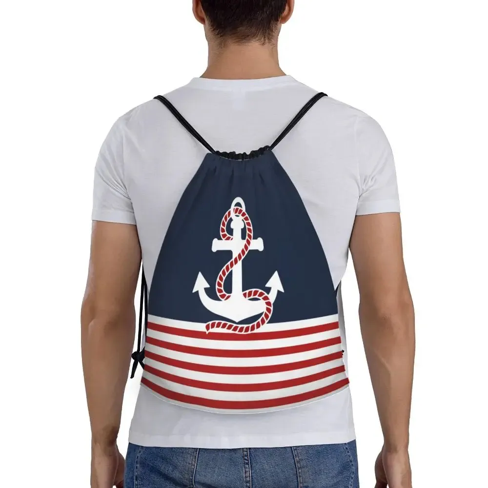Custom Vintage Pirate's Map Drawstring Backpack Women Men Sport Gym Sackpack Foldable Nautical Compass Sailor Training Bag Sack