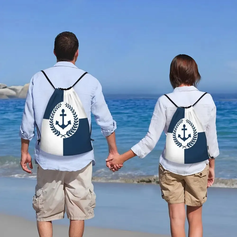Custom Vintage Pirate's Map Drawstring Backpack Women Men Sport Gym Sackpack Foldable Nautical Compass Sailor Training Bag Sack