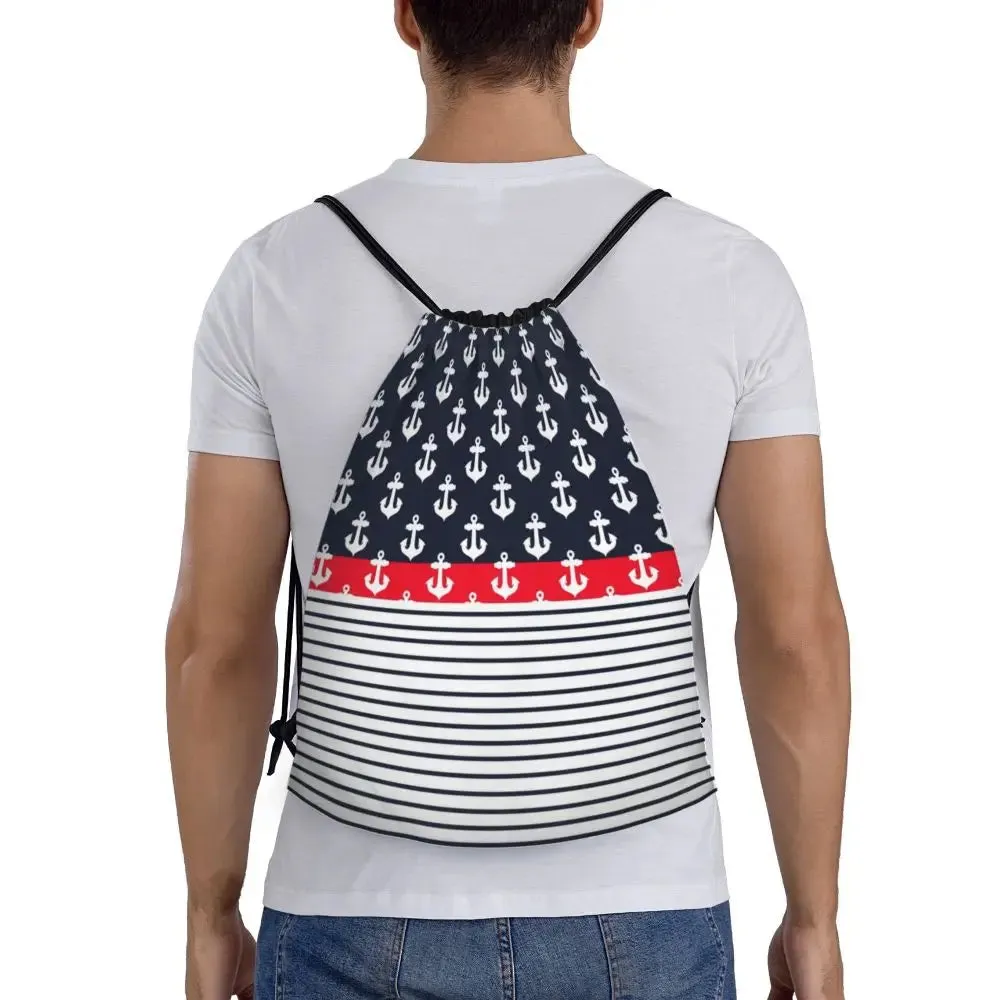 Custom Vintage Pirate's Map Drawstring Backpack Women Men Sport Gym Sackpack Foldable Nautical Compass Sailor Training Bag Sack