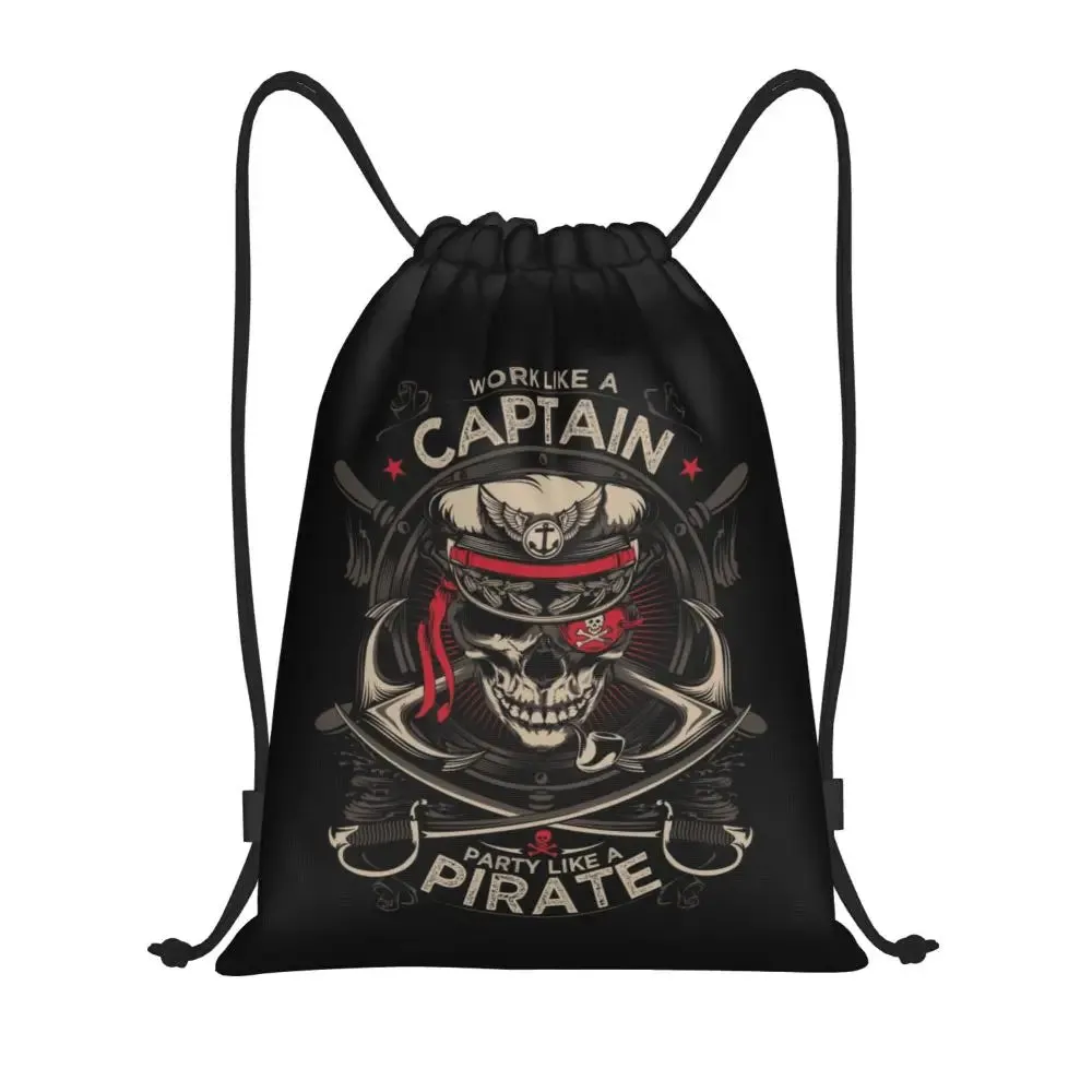Custom Vintage Pirate's Map Drawstring Backpack Women Men Sport Gym Sackpack Foldable Nautical Compass Sailor Training Bag Sack