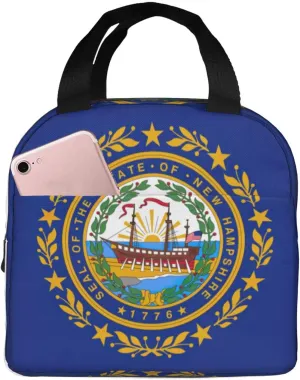 Cute New Hampshire state flag Print Lunch Bag Insulated Lunch Tote Bag/Cooler Tote for Office work Picnic Camp