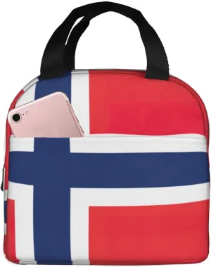 Cute Norwegian flag Print Lunch Bag Insulated Lunch Tote Bag/Cooler Tote for Office work Picnic Camp