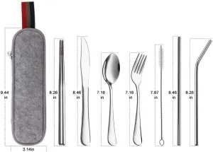 Cutlery Set 8Pcs Set Tableware Reusable Travel Cutlery Set Camp Stainless Steel Utensils Set With Portable Case A