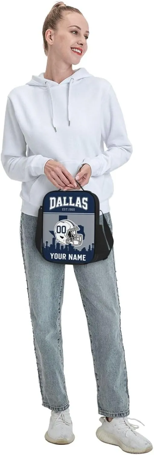 Dallas Lunch Bag Custom Lunch Box Personalized Football Style Lunch Box Backpack Gifts for Men Women