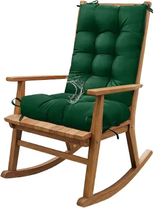 Dark Green Outdoor Indoor High Back Chair Cushion Waterproof Rocking Chair Pad Seat Cushion for Outdoor Furniture
