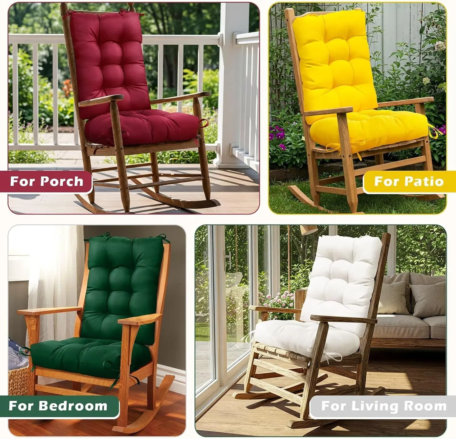 Dark Green Outdoor Indoor High Back Chair Cushion Waterproof Rocking Chair Pad Seat Cushion for Outdoor Furniture