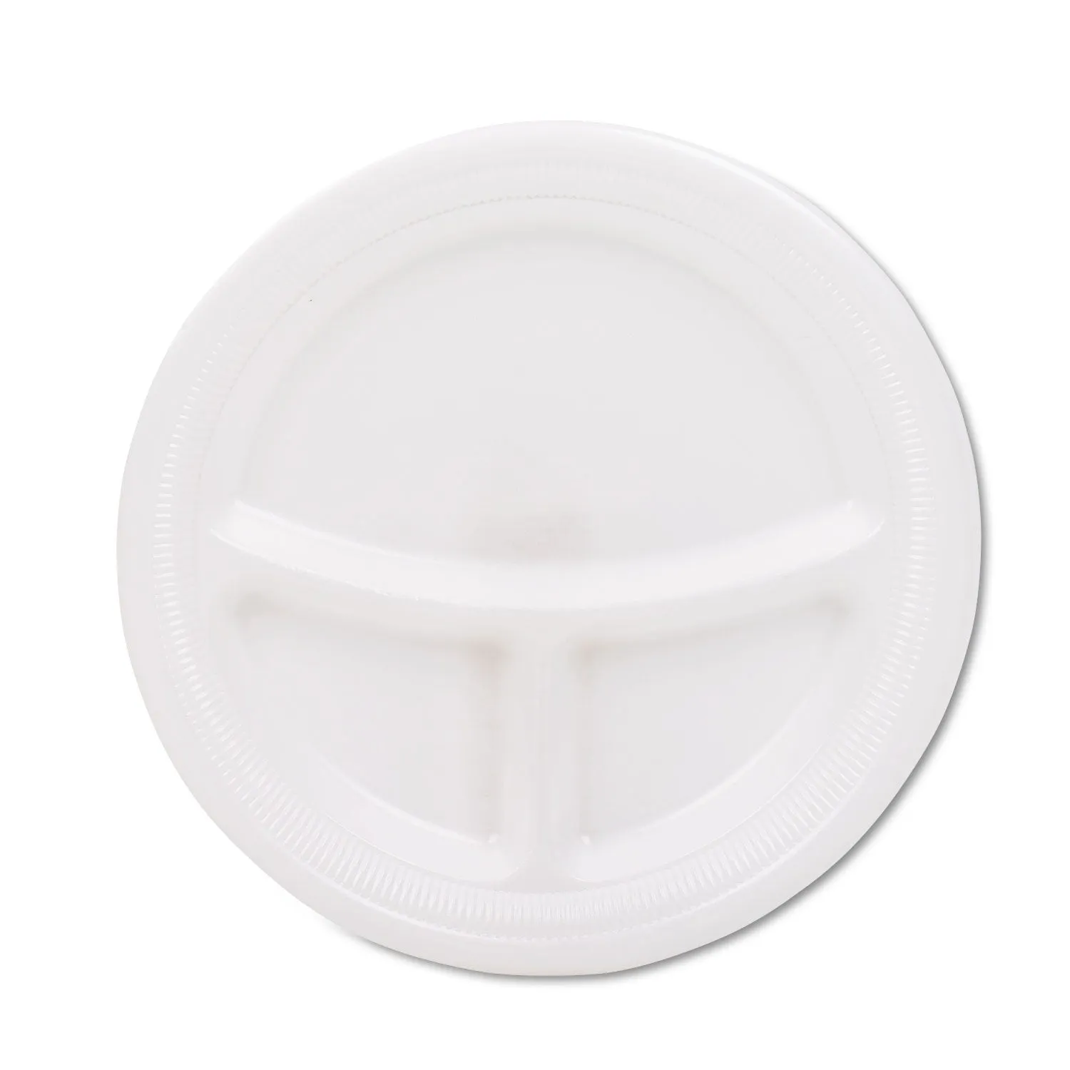 Dart® Mediumweight Foam Plates, 3-Compartment Plate, 9" dia, White, 125/Pack