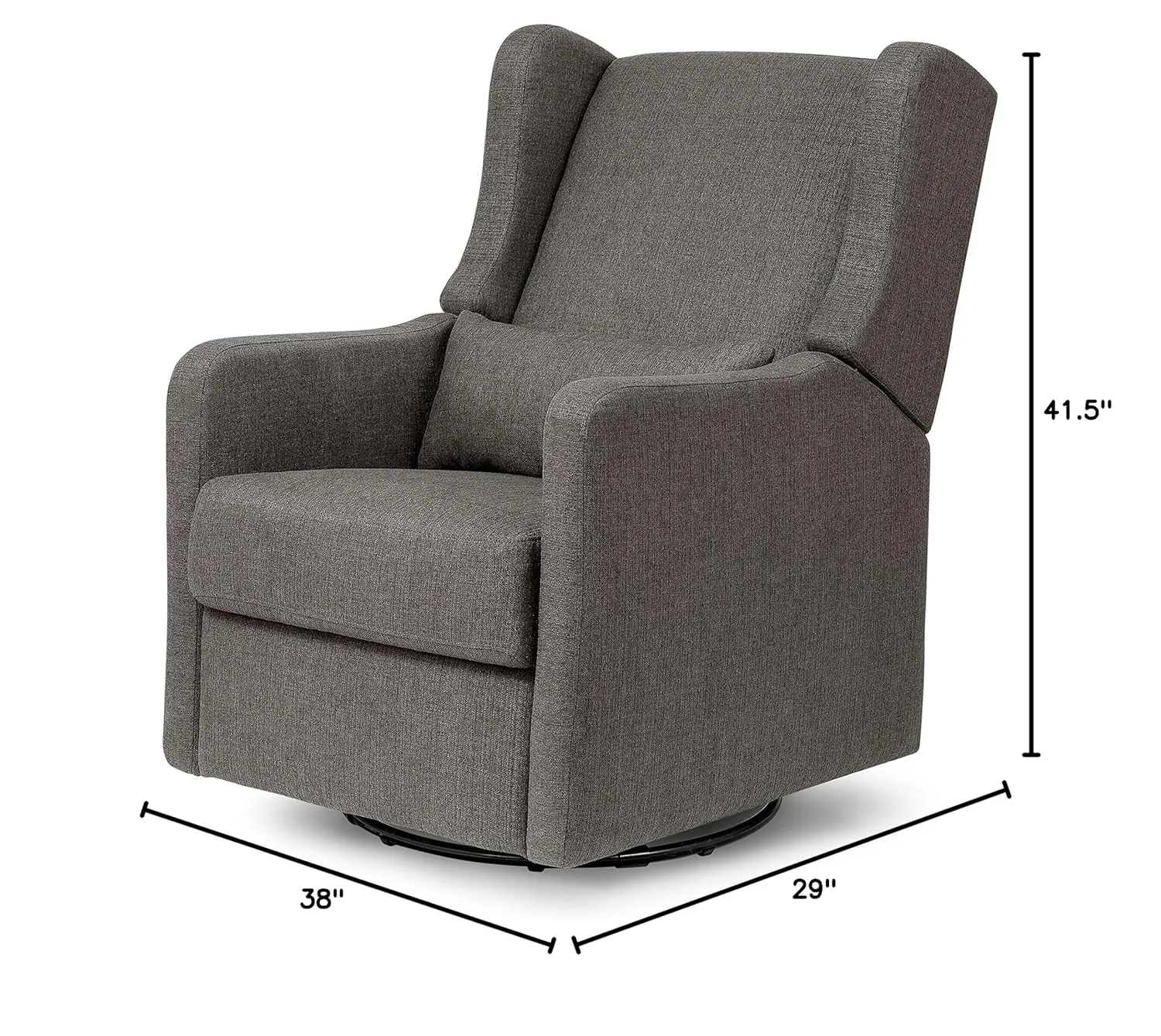 DaVinci Carter’s Arlo Glider Recliner Nursery Chair - Water & Stain Resistant Glider Rocking Chair for Nursery - GREENGUARD Gold, FSC & Certi-PUR US Certified - Cozy Swivel Rocker Recliner - Charcoal