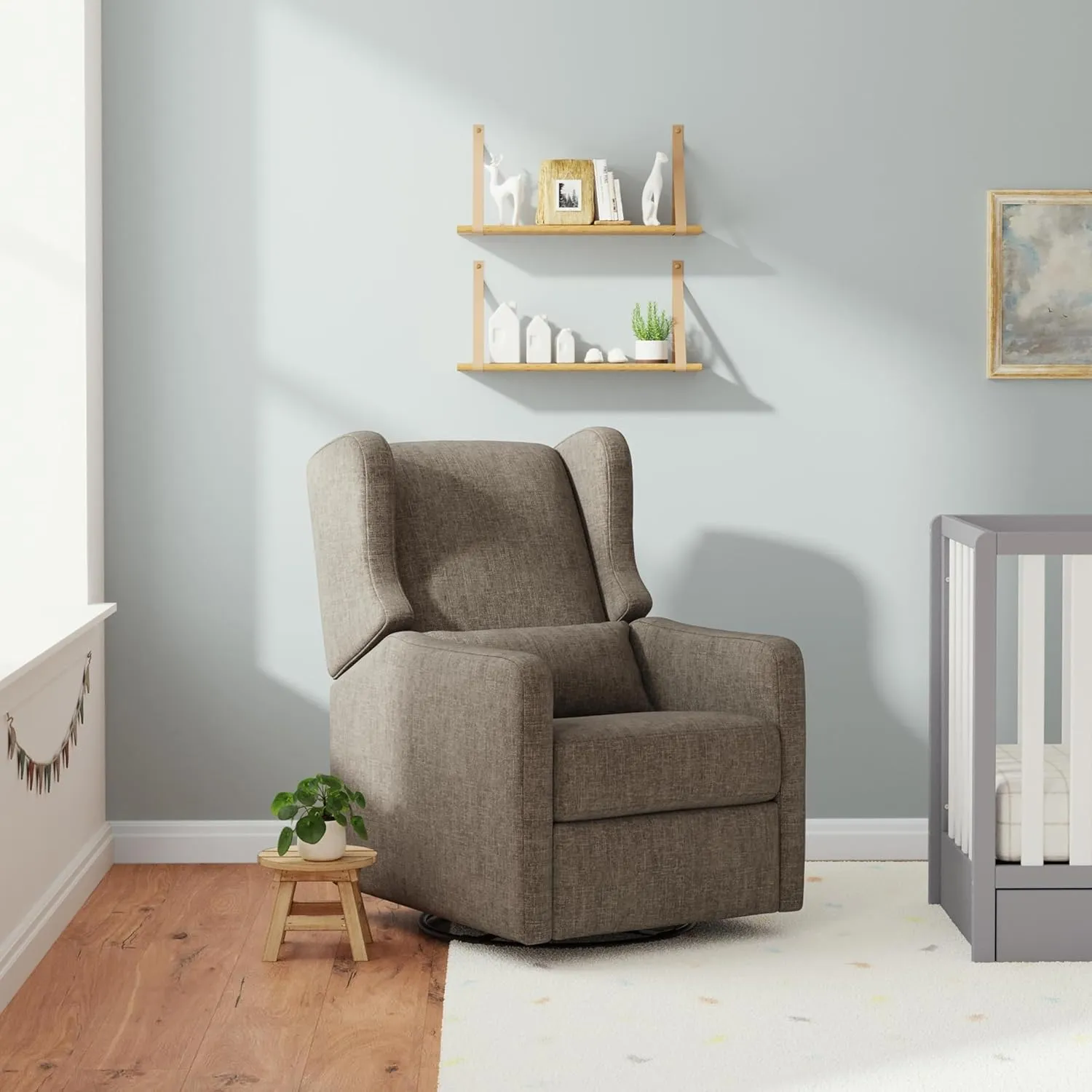 DaVinci Carter’s Arlo Glider Recliner Nursery Chair - Water & Stain Resistant Glider Rocking Chair for Nursery - GREENGUARD Gold, FSC & Certi-PUR US Certified - Cozy Swivel Rocker Recliner - Charcoal
