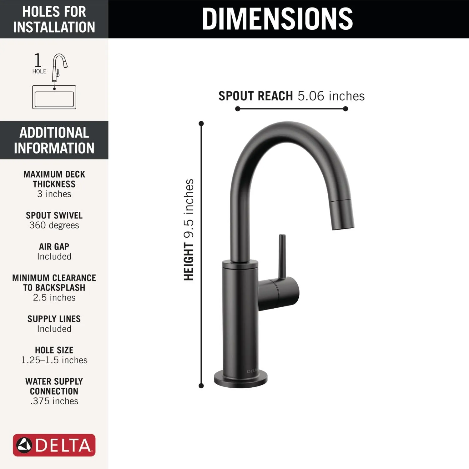 Delta Faucet Clarifi Under Sink Reverse Osmosis Water Filter System with Matte Black Beverage Dispenser Faucet