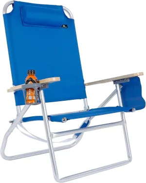 Deluxe XL Tall 13.5 Inches Mid-Height Seat Beach Chair for Adults Heavy Duty, Aluminum Frame, Wide Plus Size, 300 lb Capacity
