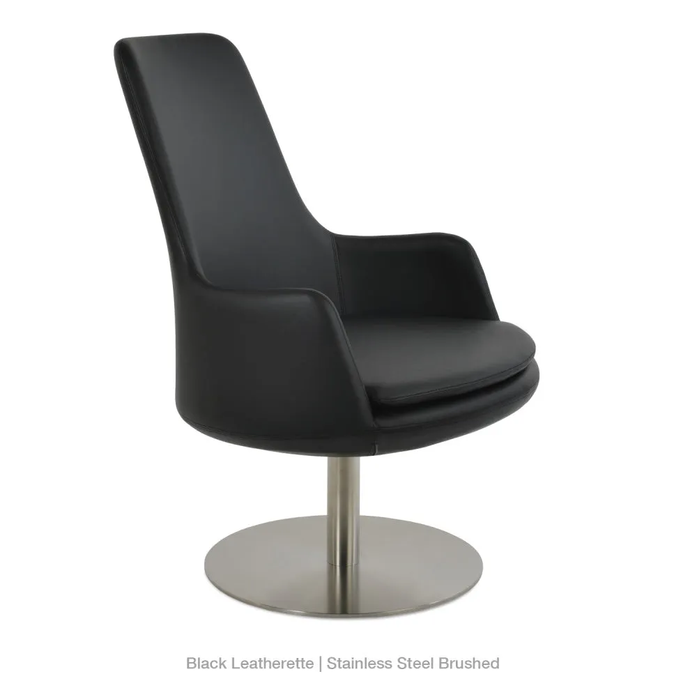 Dervish High Back Round Swivel Lounge Chair