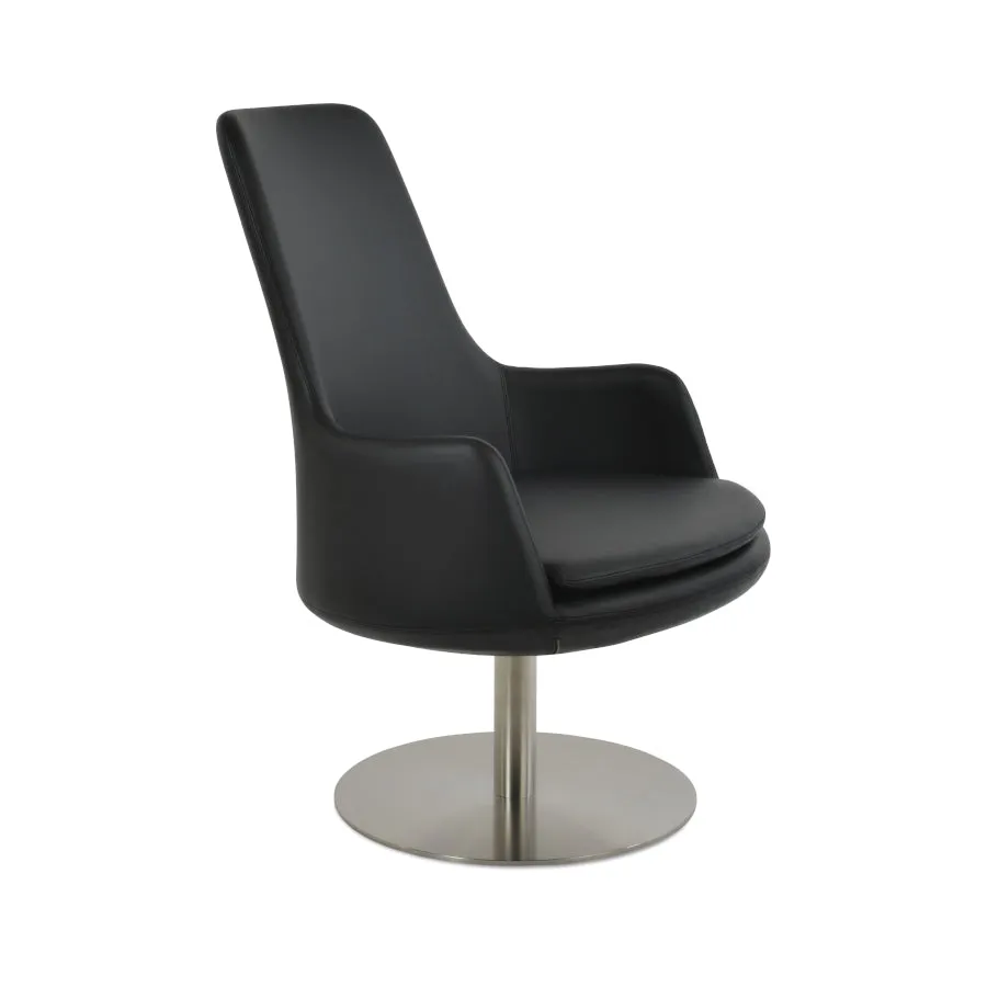 Dervish High Back Round Swivel Lounge Chair