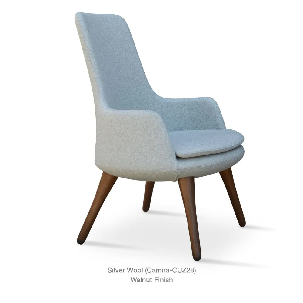 Dervish High Back Wood Lounge Chair