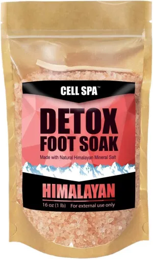 Detox Foot Soak Bath Premium 16 Ounce Natural Pink Himalayan Salt to Help Detox, Relax, Relieve Stress, Eliminate Odors & Soften Your Feet
