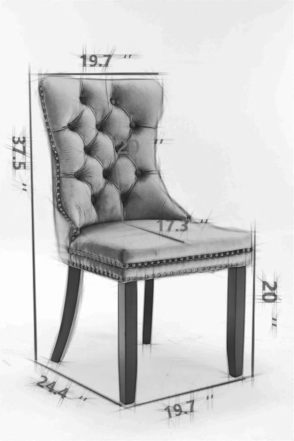 Dining Chairs Set of 2 Velvet Upholstered Tufted Back with Nailhead Trim and Back Ring Pull Decoration, Stainless Steel Plating Legs for Kitchen Bedroom Dining Room (Beige and Chrome)