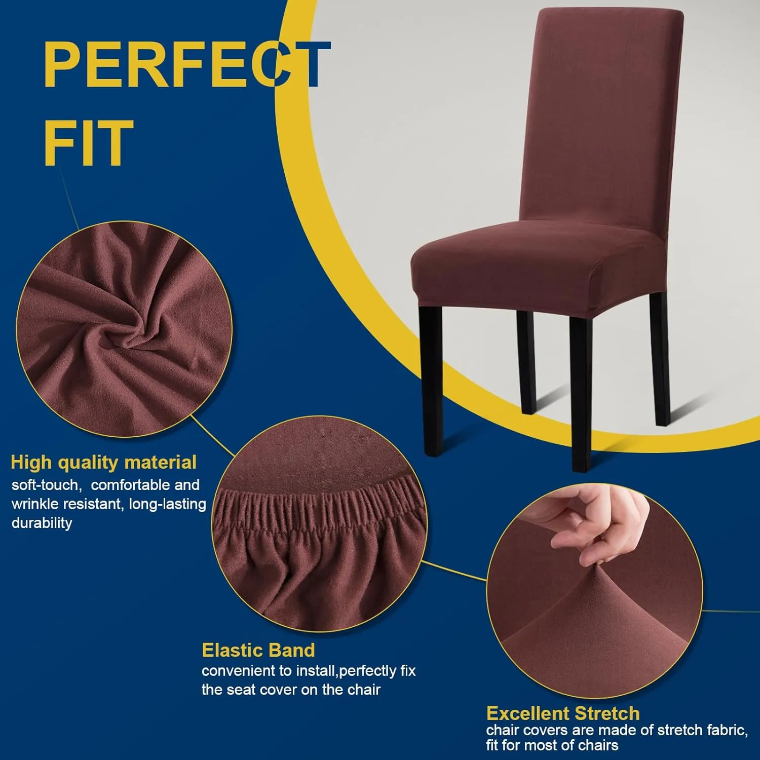 Dining Room Chair Covers - Stretch Kitchen/Dining Room Set of 4, Removable Washable Slipcovers for Home, Hotel, Banquet