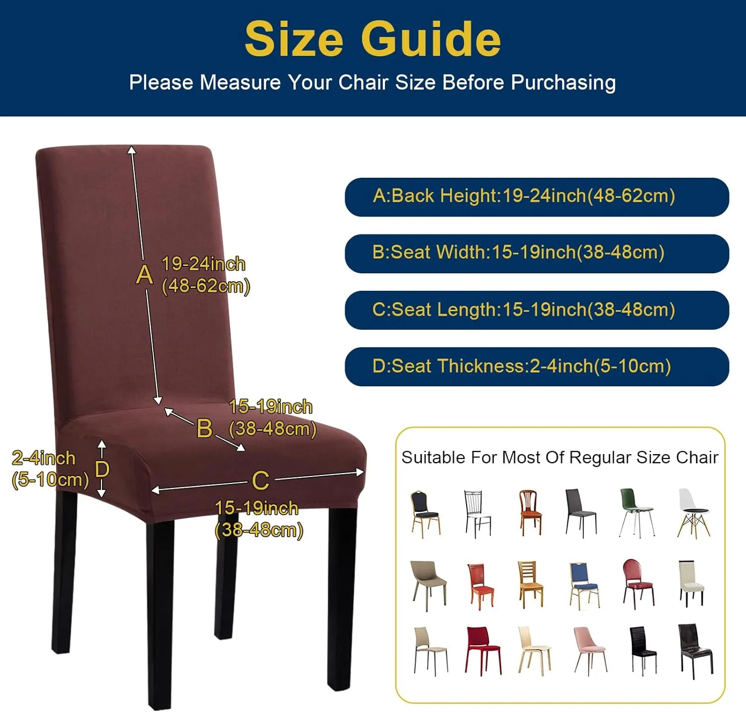Dining Room Chair Covers - Stretch Kitchen/Dining Room Set of 4, Removable Washable Slipcovers for Home, Hotel, Banquet