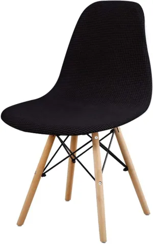 Dining Room Shell Side Chair Covers Reusable Eames Chair Slipcovers Eiffel Inspired DSW Elasti Chair Cover Lounge Armless Tulip Chair Protector Set of 4,Black