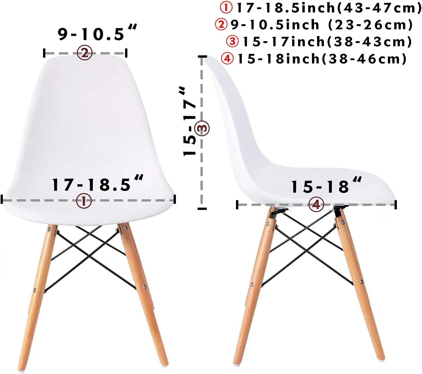 Dining Room Shell Side Chair Covers Reusable Eames Chair Slipcovers Eiffel Inspired DSW Elasti Chair Cover Lounge Armless Tulip Chair Protector Set of 4,Black