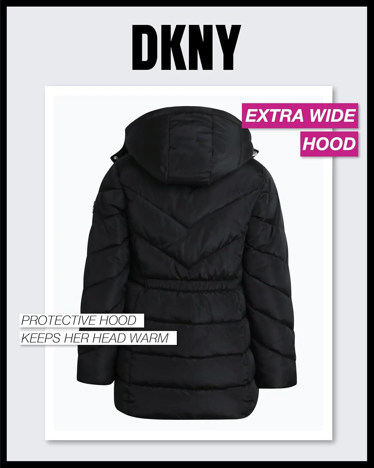 DKNY Girls’ Winter Coat – Heavyweight Anorak Puffer Coat with Cinched Waist – Sherpa Lined Insulated Jacket for Girls (4-16)