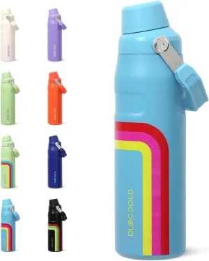 DLOCCOLD 24 OZ Water Bottle with Handle and Angled Spout Lid, Leakproof for Travel & Sports, Double Wall Insulated Stainless Steel Reusable Water Bottle, Wide Mouth QuickFill Design