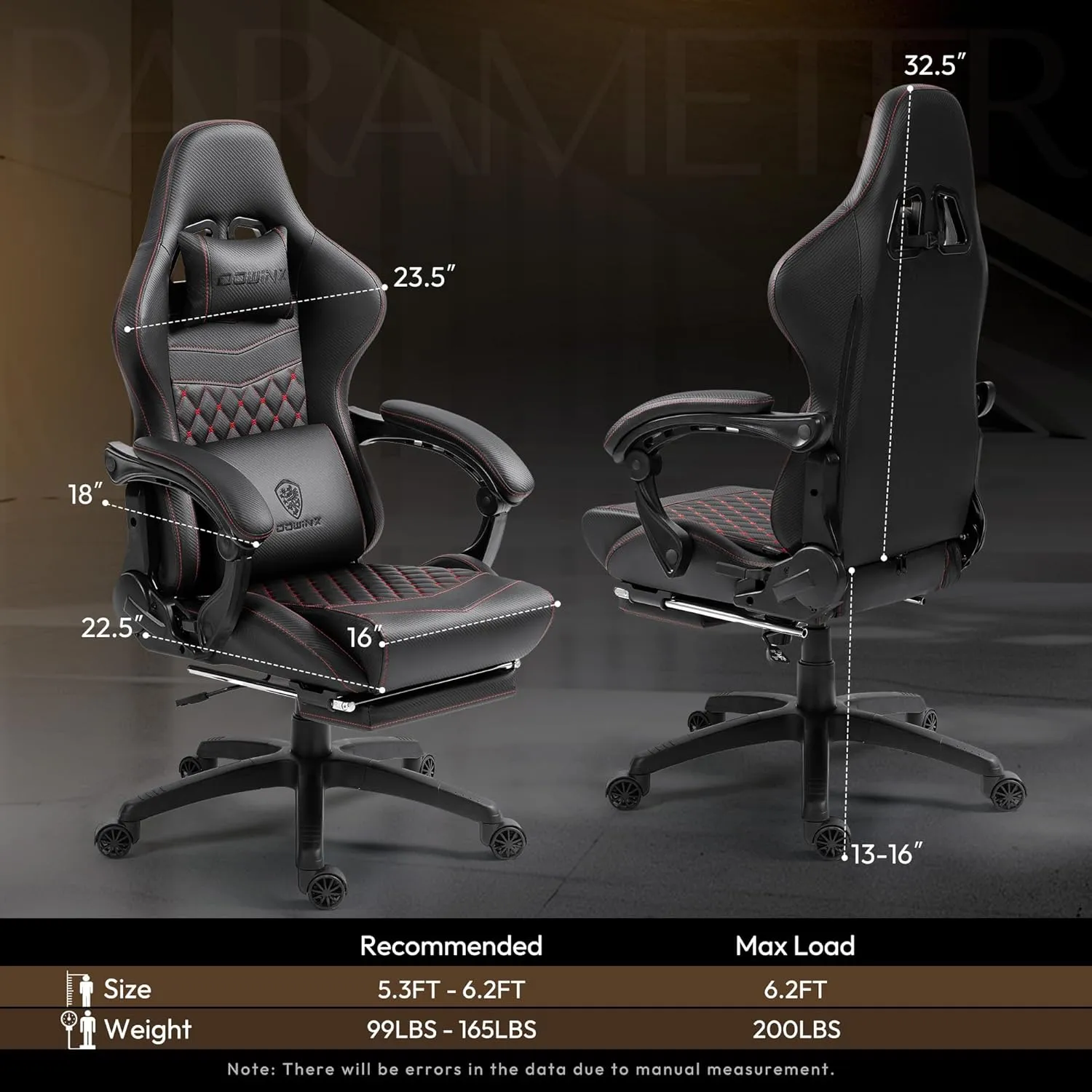Dowinx Gaming Chair Big and Tall, Ergonomic Gamer Chair for Adults with Footrest, High Back Comfortable Computer Chair Massage Lumbar Support 350Lbs PU Leather for Office Game, Black