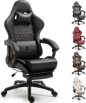 Dowinx Gaming Chair Big and Tall, Ergonomic Gamer Chair for Adults with Footrest, High Back Comfortable Computer Chair Massage Lumbar Support 350Lbs PU Leather for Office Game, Black