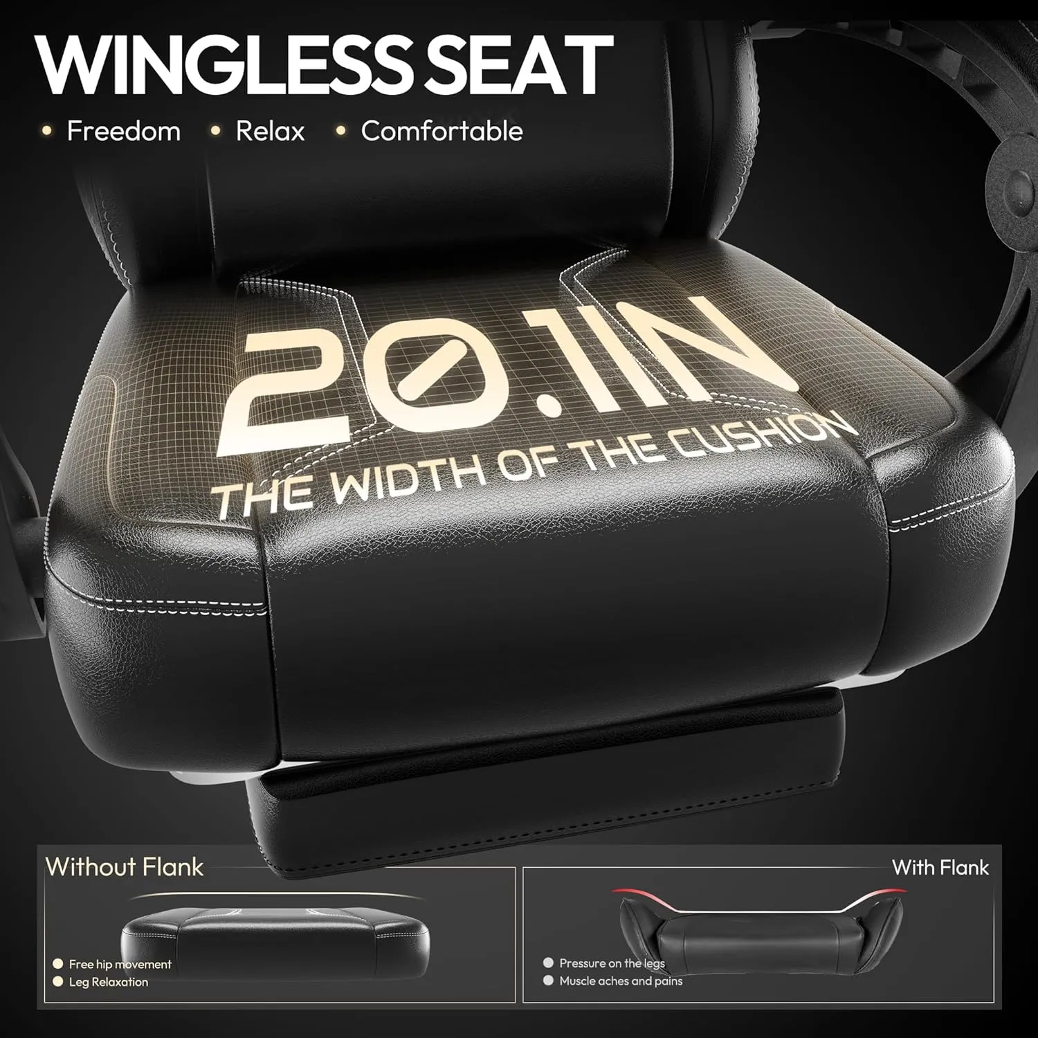 Dowinx Gaming Chair with Pocket Spring Cushion, Ergonomic Computer Chair with Massage Lumbar and Footrest for Adults, High Back Game Chair Leather for Office Gaming 300LBS, Black