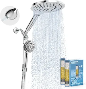 Dual Filtered Rain Shower Head Combo, Handheld Shower Head with Adjustable Bar - Rainfall Shower Head And Showerhead with Filter for Hard Water - Removes Chlorine