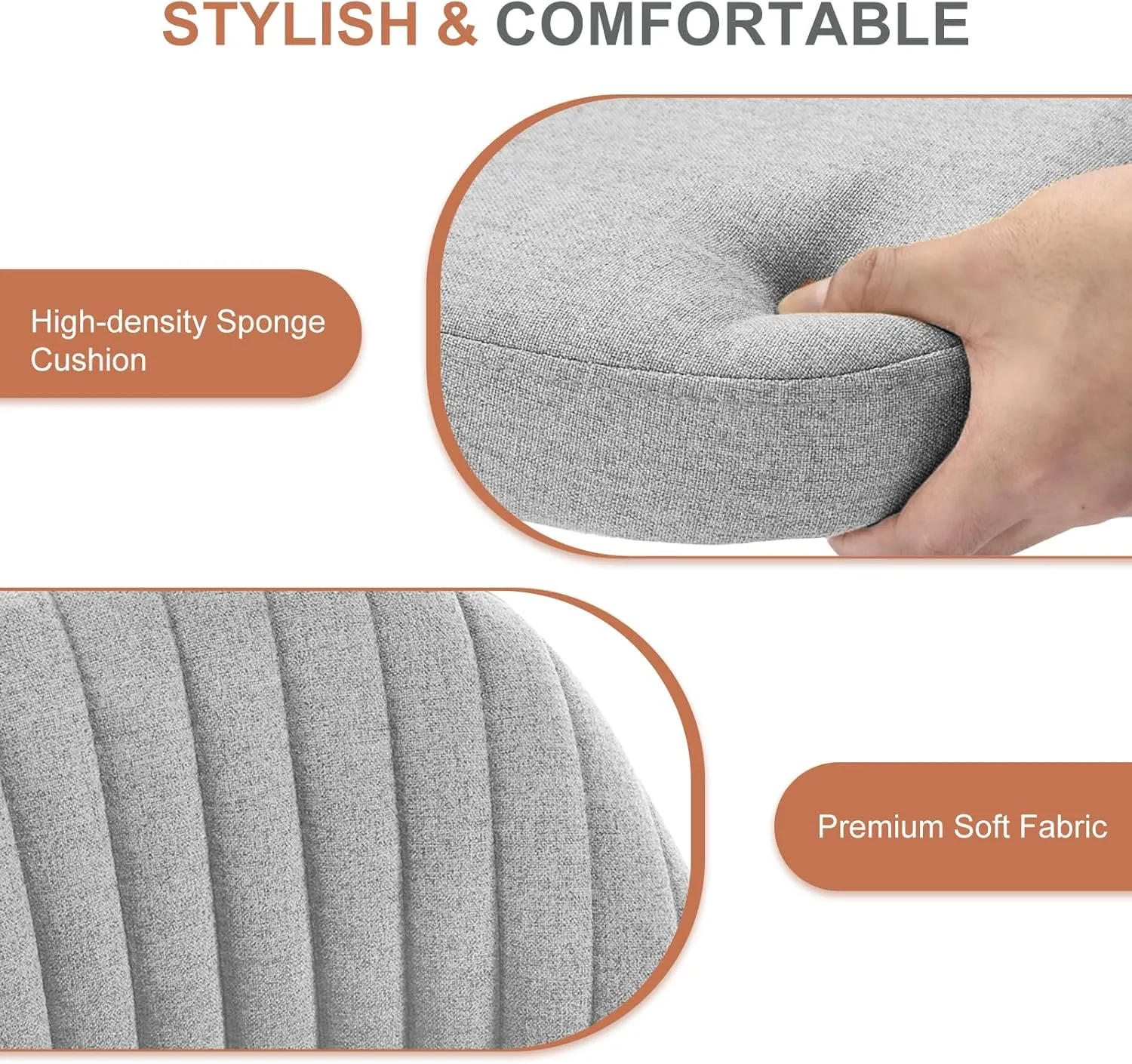 DUMOS Office Desk Chair, Modern Cute Rolling Vanity Swivel Task Chairs with Wheels, Comfortable Back Seat Armless for Home, Bedrooms, Office, Study, Student, Adults, Make-up, Dressing Room, Cloud