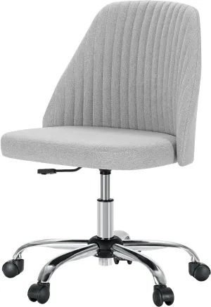 DUMOS Office Desk Chair, Modern Cute Rolling Vanity Swivel Task Chairs with Wheels, Comfortable Back Seat Armless for Home, Bedrooms, Office, Study, Student, Adults, Make-up, Dressing Room, Cloud